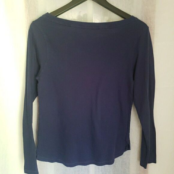 Tommy Hilfiger Women's Size M Long Sleeve Sleepwear Tee T Shirt Logo Navy Blue - Picture 4 of 8